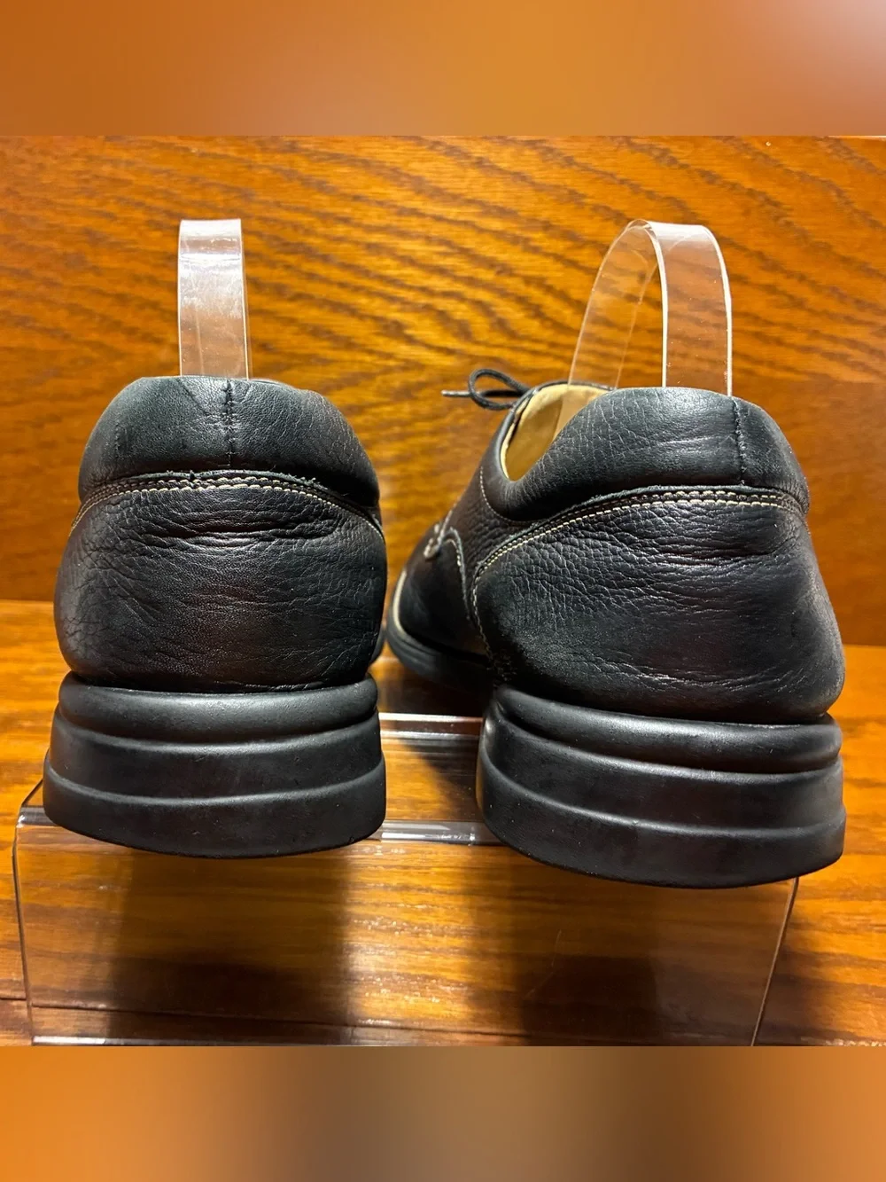 Johnston & Murphy Sheepskin Pebbled Leather Oxford Shoes Black Men’s 10.5